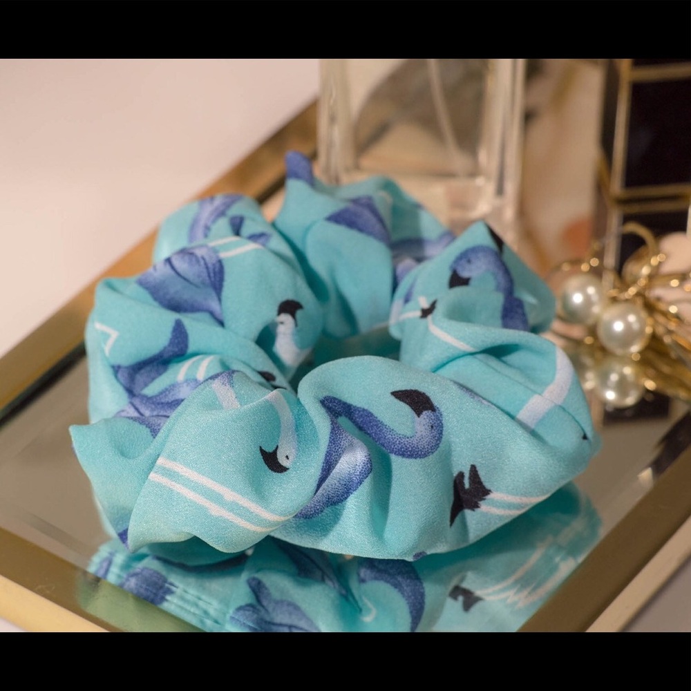 Ocean Blue Flamingo Hairband/ Scrunchie